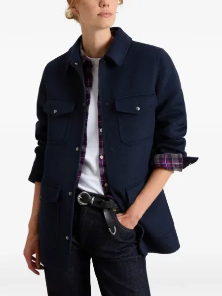 Spragtelėti paltas Woolrich sagų kišenės mėlyna