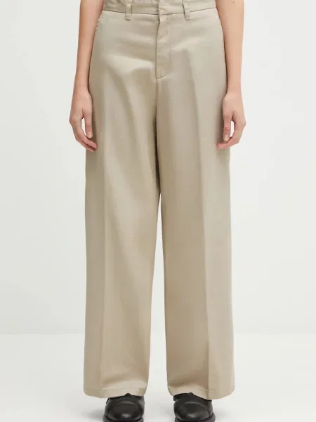 Carhartt WIP pantaloni W Omak Pant lat high waist bej