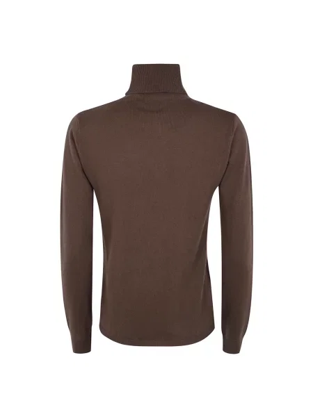 Lniany sweter z golfem Max Mara Studio brązowy