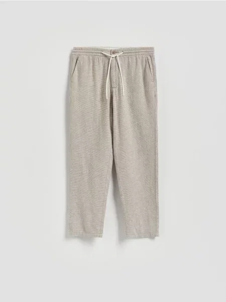 Reserved Pantaloni carrot cu conținut ridicat de in bej