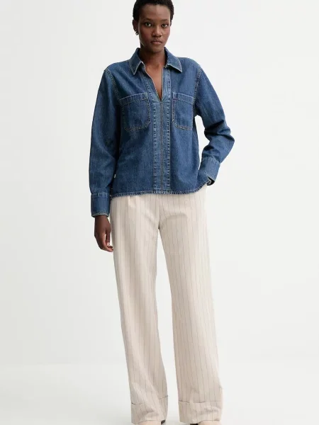 Rag & Bone bluzka jeansowa gładka niebieski