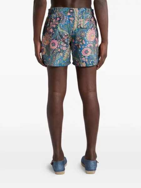 Slip de baie Etro cu imagine cu model paisley albastru