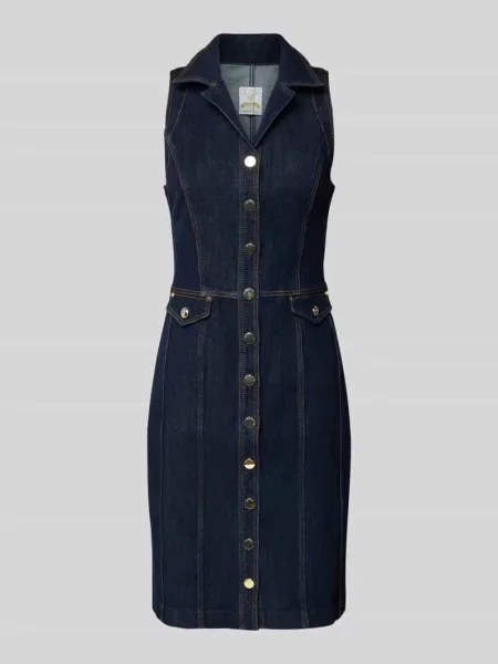 Sukienka jeansowa o długości do kolan z listwą guzikową model ‘DESTINY’ Guess granatowa