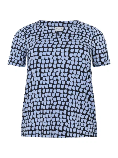 KAFFE CURVE Tricou Mella albastru fumuriu negru