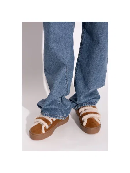 Inuikii sneakersy zamszowe Shearling Low Velcro brązowy