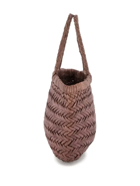 Geanta de piele Dragon Diffusion din piele cu model herringbone maro