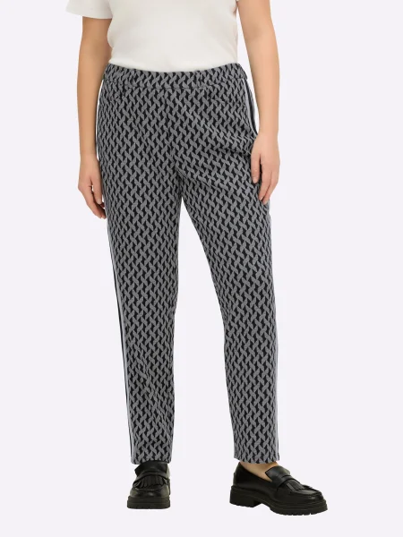 SHEEGO Hlače siva / crna bijela