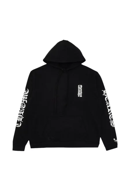 Hanorac cu glugă Chrome Hearts cu imagine cu motiv cu inimi negru