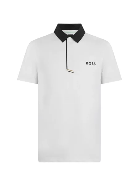 Scurt tricou polo Boss cu imagine alb