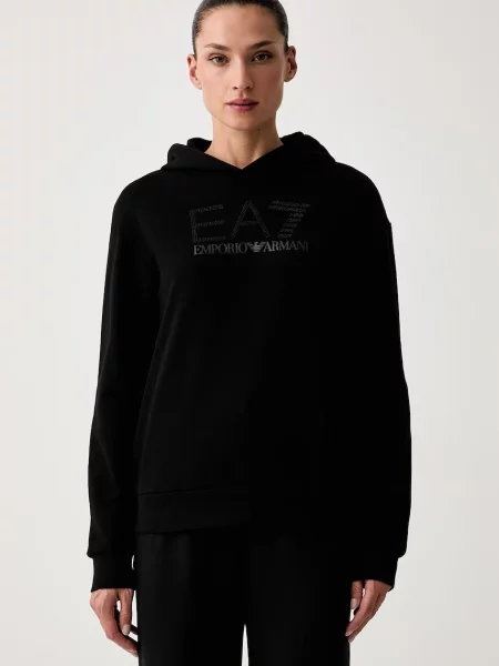 Emporio Armani hanorac cu glugă pentru femei cu negru