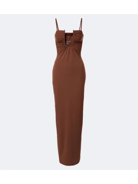 Rochie maxi Christopher Esber cu volane maro