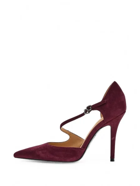 Pantofi cu toc Guess din piele de căprioară roșu