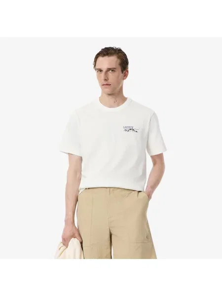 Lacoste T-Shirt Z Okrągłym Dekoltem Classic Fit biały