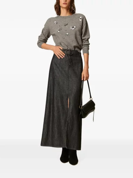 Lung fustă din denim Twinset negru