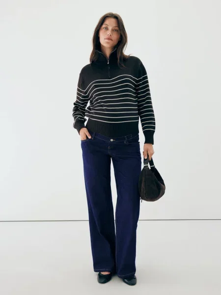Jeans ciążowe wide leg Kobieta 40 MANGO niebieski