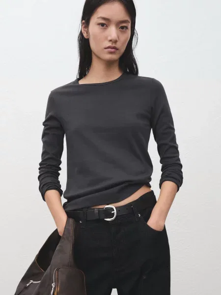 Лонгслів MANGO кораловий