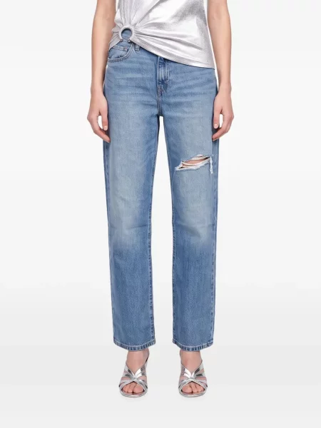 Decupat blugi drepți Levi's® zdrențuiți conici albastru