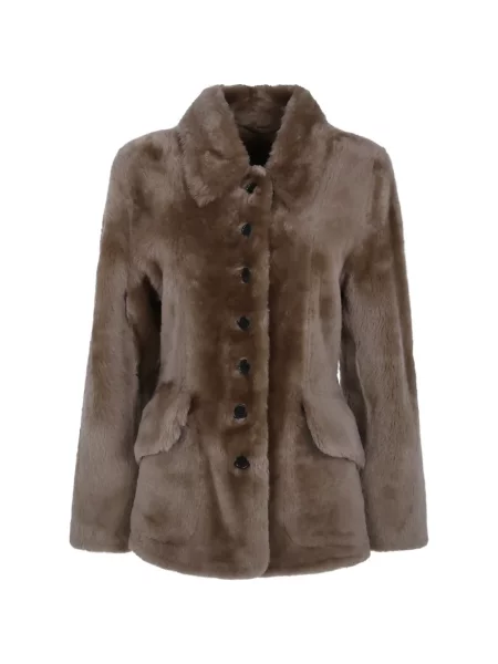 Geacă By Malene Birger din piele de oaie maro