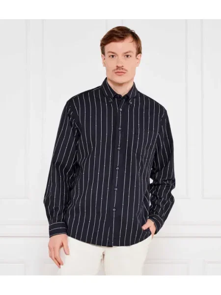 BOSS ORANGE Cămașă | Relaxed fit | cu adaos de in portocaliu