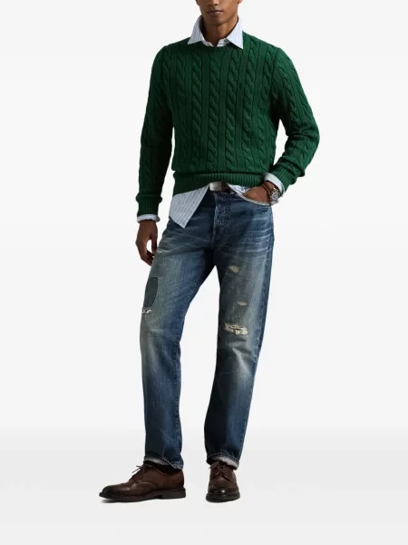 Tricou polo Polo Ralph Lauren cu glugă cu blană cu broderie roșu