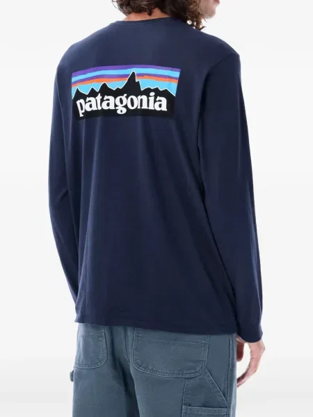 Grafic tricou Patagonia cu imagine lung albastru