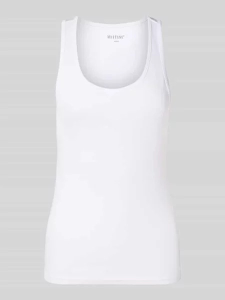 Top Mustang z dekoltem w łódkę biały