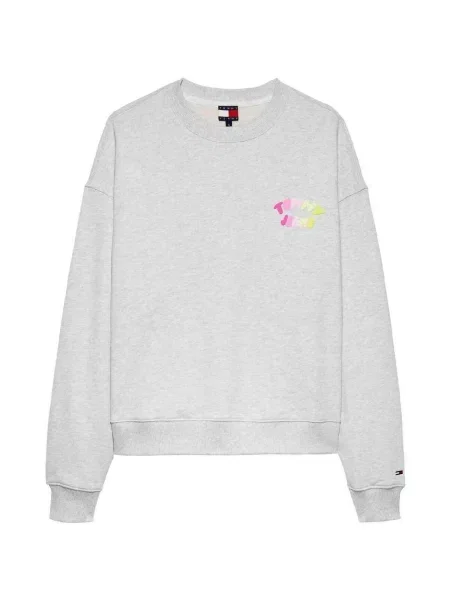 Tommy Jeans Mikina námornícka modrá ružová / červená sivá