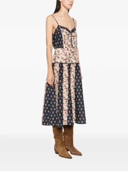 Φλοράλ μίντι φόρεμα Polo Ralph Lauren με σχέδιο μπλε