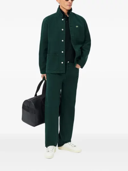 Tricou polo Lacoste clasic cu autograf verde