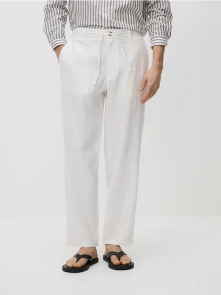 Льняные чиносы Reserved белые