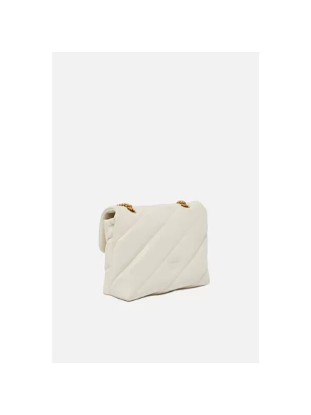 Torebka crossbody Pinko klasyczna z owczej skóry biała