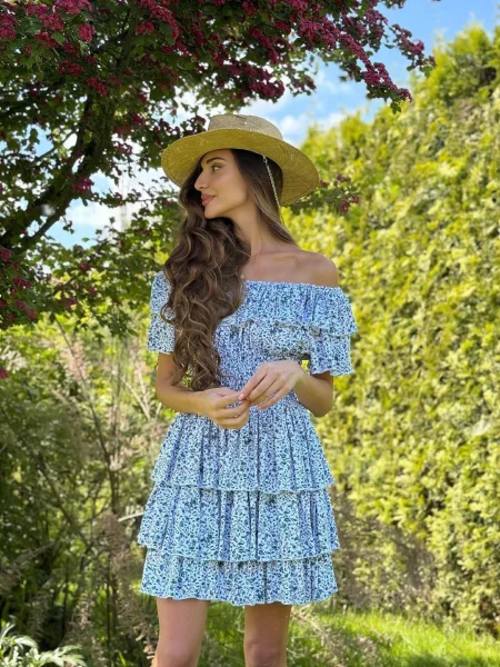 Сукня міді Milirud віскоза/модал блакитний