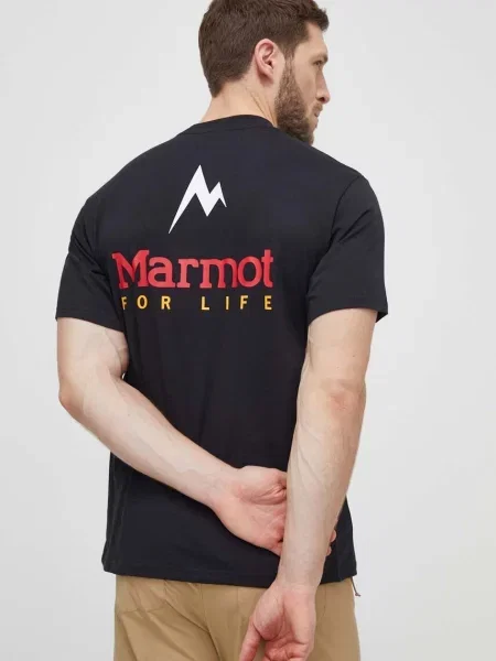 Спортна тениска Marmot Marmot For Life с принт черно