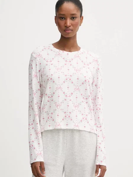 Горнище на пижама с дълги ръкави Hollister Co. бяло