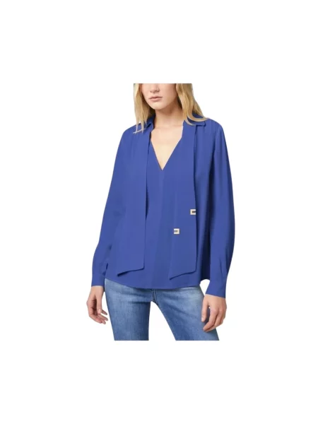 Bluzka Elisabetta Franchi z logo niebieska