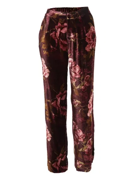 Pantaloni F.r.s For Restless Sleepers de catifea cu model floral roșu