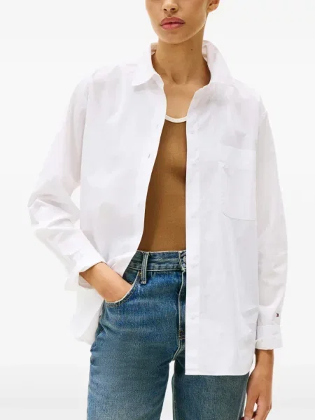 Cămașă Tommy Hilfiger cu broderie alb