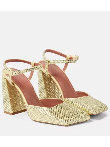 Satenaste salonarji Amina Muaddi s kristali rumena