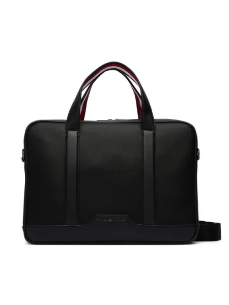 TOMMY HILFIGER Geantă laptop roșu intens alb negru