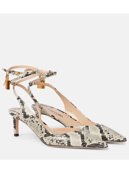 Sandali Tom Ford z odprtimi petami s kačjim vzorcem rdeča