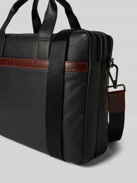 Torba na laptop z naturalnej skóry model Corso Deluxe' Bugatti czarna