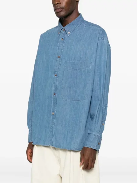 Cămașă Studio Nicholson din țesătură twill albastru
