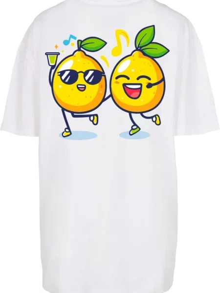 Merchcode Oversize póló Lemon Party sárga / zöld / fekete fehér