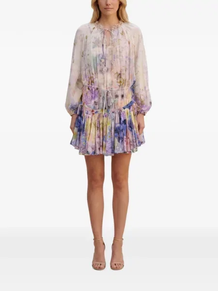 Gulerat rochie mini Zimmermann cu model floral cu imagine