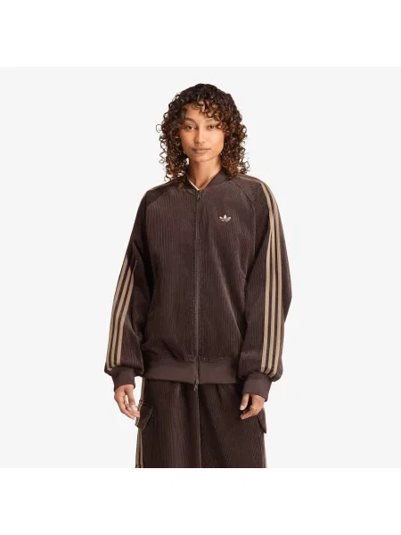 Jachetă adidas Corduroy SST Oversized Track Top Aurora Coffee/ Khaki Six XS