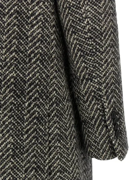 Palton Tagliatore cu model herringbone negru