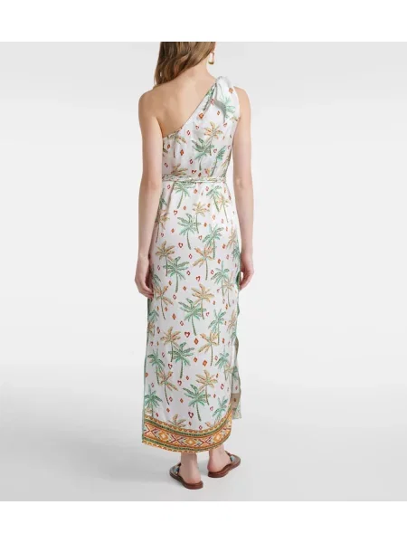 Rochie Poupette St Barth cu imagine cu un umăr gol verde