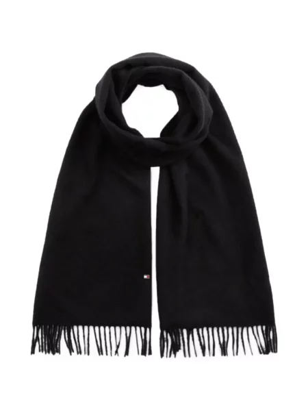 Fular Tommy Hilfiger cu franjuri negru
