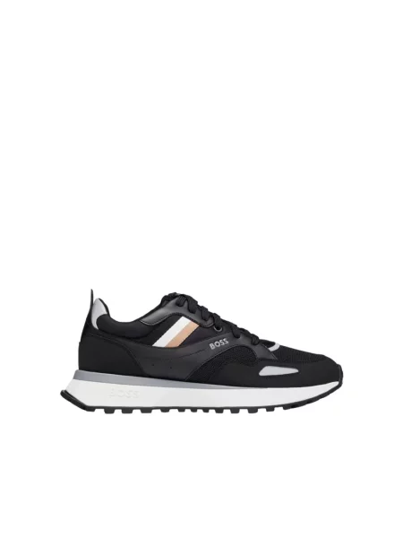 Sneakersy Boss skórzane z logo czarne