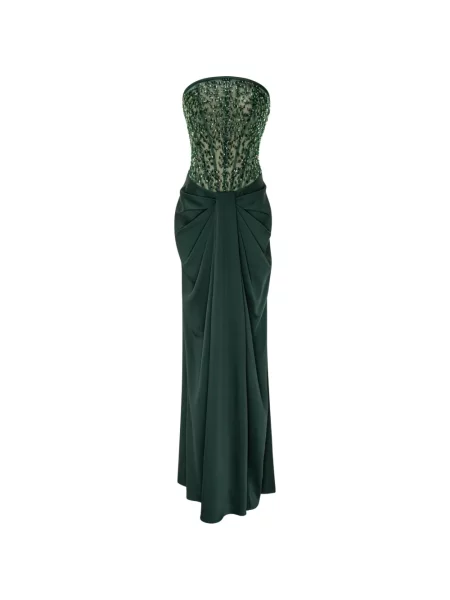 Rochie maxi Rami Al Ali cu paiete drapată verde